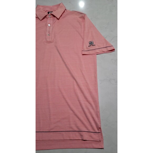 FootJoy ProDry Lisle Salmon Pink White Stripe Golf Staff Polo Logo Stretch NWOT - Picture 7 of 16